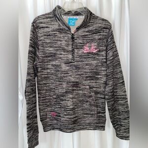 Cowgirl Hardware Heather Black 1/4 Zip Embellish Lighweight Fleece Pullover Sz M